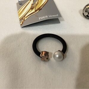 TOUS vintage rose color bear ring 7.5 includes pouch and original box w bell